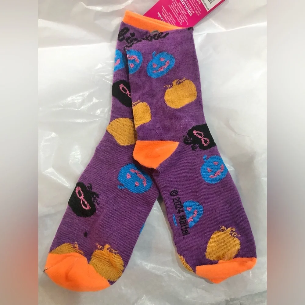 Barbie jack o lantern print  black halloween‎ socks size 9-2.5 new